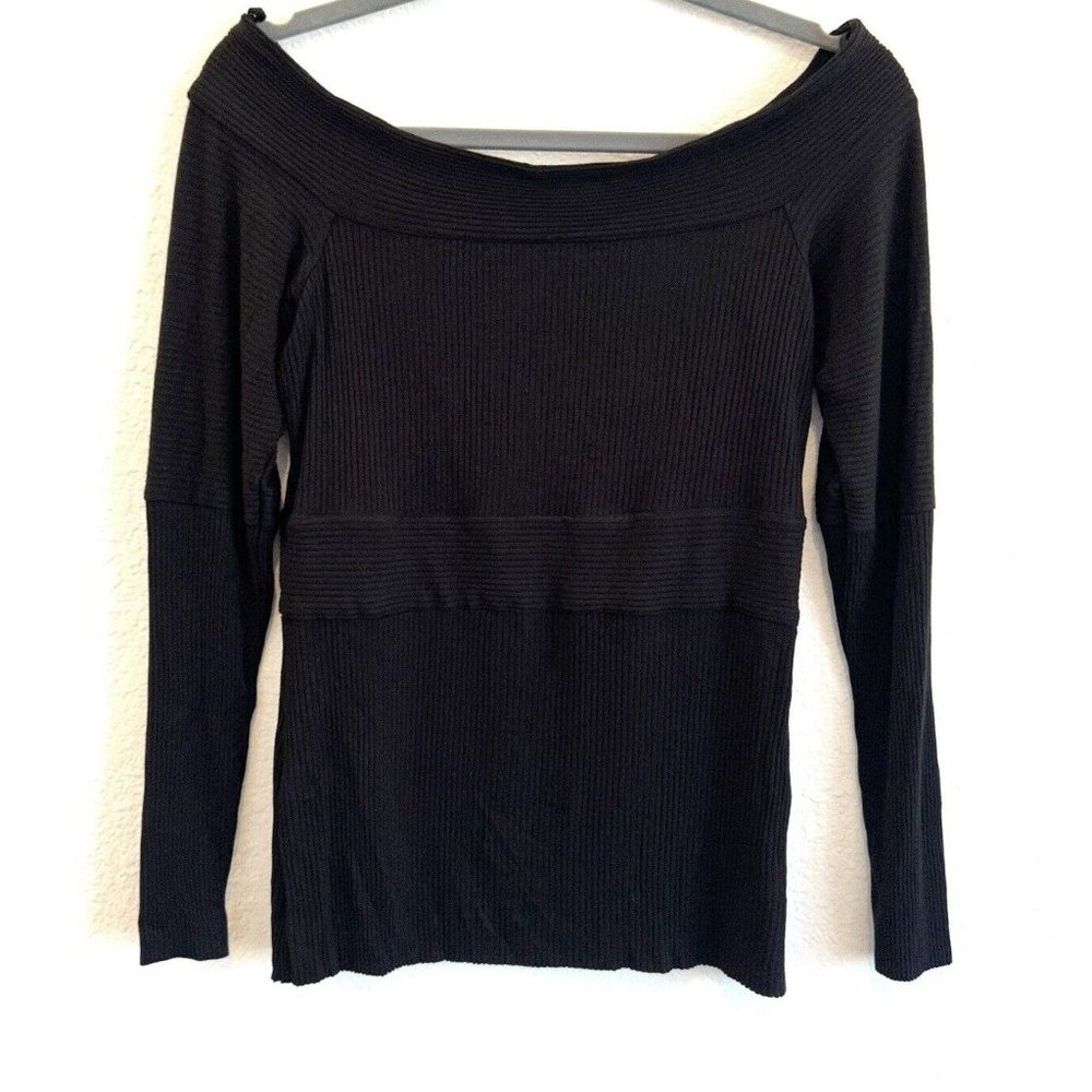 Bailey 44 Ribbed Off Shoulder Top Black Size Large Women's - Picture 1 of 4